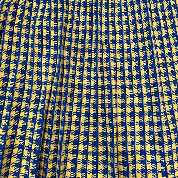 Derek Lam 10 Crosby Knit Pleated Maxi Skirt Sz S/P Blue Yellow Check Pull On EUC - Picture 9 of 9